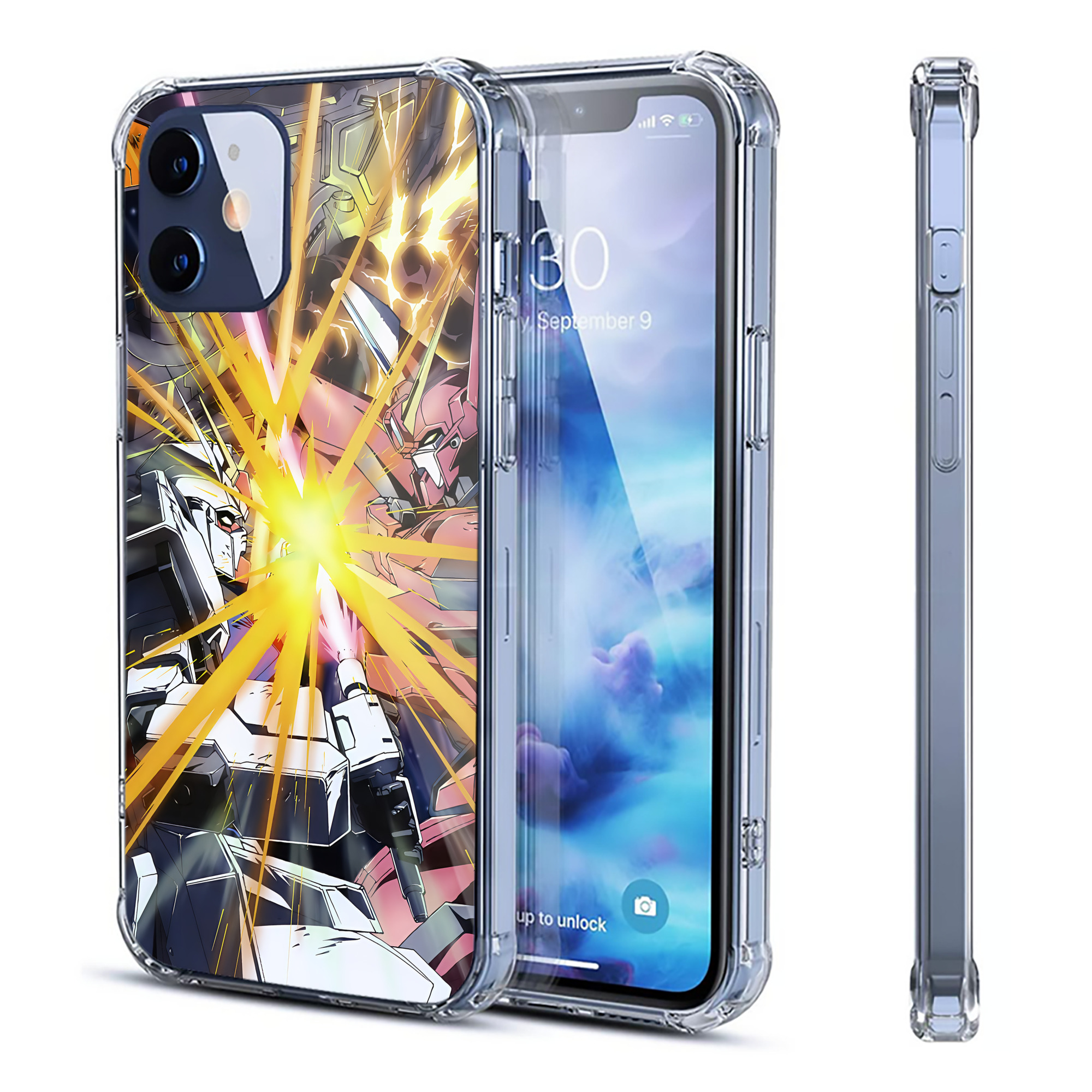 （画像用） 機動戦士ガンダム Mobile Suit Gundam 【iPhone 12シリーズ対応】透明スマホケース（クリアソフトケース）